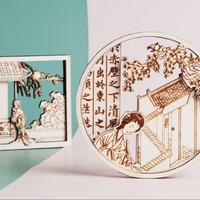 苏州博物馆 西厢记系列 木刻镂空冰箱贴 木质磁贴