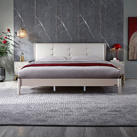 QuanU 全友 126003 現代簡約板木床 時尚灰 1.5m床 框架款