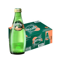 perrier 巴黎水 法国原装进口 巴黎水（Perrier）气泡矿泉水 桃子味330ml*24瓶 （玻璃瓶）整箱
