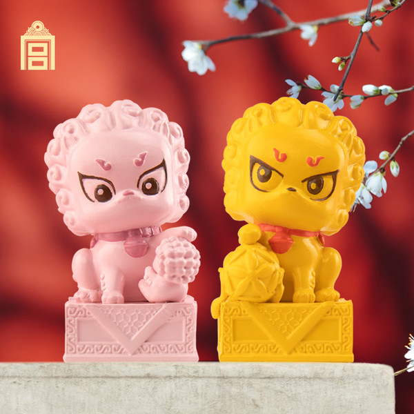 礼盒装(椒图开瓶器 瑞狮冰箱贴1对 立体小狮子摆件 龙头 创意磁贴