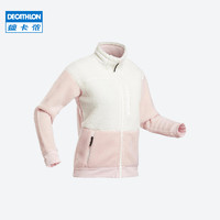 迪卡侬新款秋羊羔绒男女运动摇粒绒户外保暖加厚绒衣外套ODT1 女款 粉白色 XL