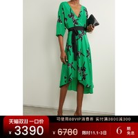 Diane Von Furstenberg [SALE]DVF 2021春季女绿色真丝收腰法式连衣裙NAP/NET-A-PORTER