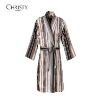 CHRISTY 英国Christy Supreme美棉原木色条纹浴袍单条装 纯棉成人系带浴衣