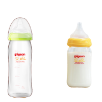 Pigeon 贝亲 经典自然实感系列 玻璃奶瓶套装 160ml 绿色 SS 0-1月 240ml M 黄色 3-6月