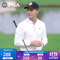 PGA TOUR PGA 21年新款 高尔夫长袖T恤男 运动服装球服 男装纯色百搭 有弹力挥杆自由 PGA 101125-白色 XL