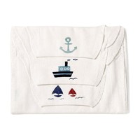 PLUS會員：全棉時代 嬰幼兒紗布汗巾 3條 船錨+輪船+帆船 M