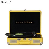 Bastex 黑胶唱片机老式桌面留声机生日礼物520七夕手提便携式蓝牙音响唱机LP 柠檬黄（限定款）