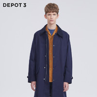 DEPOT3 男装大衣 原创设计品牌拼接灯芯绒翻领工装口袋大衣