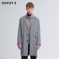 DEPOT3 男装大衣 原创设计品牌 新品羊毛混纺百搭长款呢料外套