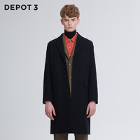 DEPOT3 男装大衣 原创设计品牌新品进口羊毛混纺经典百搭三扣大衣
