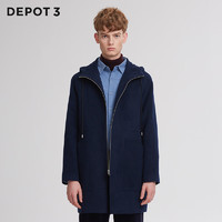 DEPOT3 男装大衣 原创设计品牌 日本进口轻量羊毛针织连帽大衣