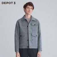 DEPOT3 男装大衣 原创设计品牌 贴袋工装翻领进口呢料大衣外套