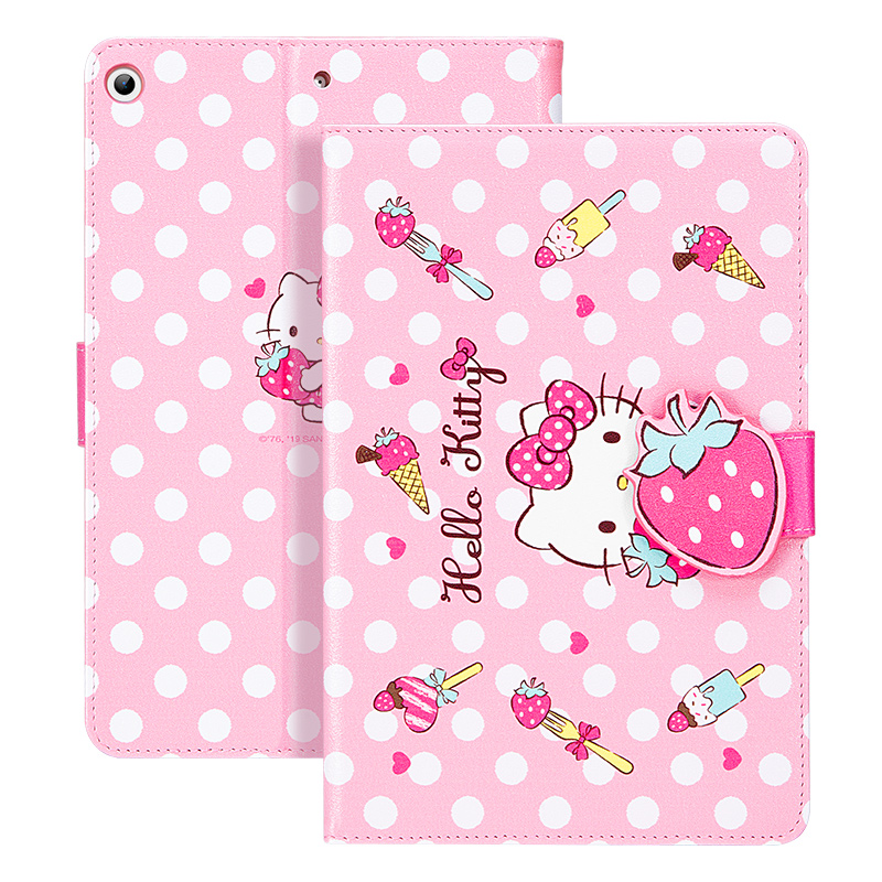 Hello Kitty ipad2020保护套ipad8/7平板套2019款10.2英寸通用 卡通防摔全包硬壳支架皮套 粉色草莓凯蒂猫