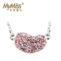 MyMiss 非常愛禮 925銀鍍鉑金女士項鏈 粉色項鏈 銀韓版甜美鎖骨鏈首飾生日禮品MN-0028