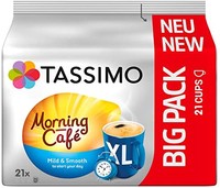 TASSIMO Tassimo 晨咖啡馆 XL 温和光滑，大包装 5 个咖啡胶囊（5 x 21 杯饮料）