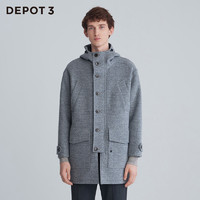 DEPOT3 男装大衣 原创设计品牌进口粗纺羊毛仿M51连帽工装大衣