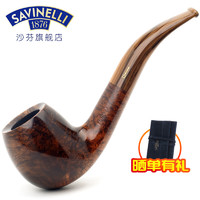 SAVINELLI 沙芬 意大利进口沙芬苔原石楠木烟斗P103L棕色非固定花纹6mm烟嘴677光面男士雪茄烟斗烟具