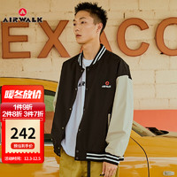 AIRWALK 夹克男外套2021秋季韩版潮流上衣男士棒球服立领帅气男装 黑色 S