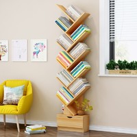 众淘 创意简易书架落地树形书柜学生储物置物架组合收纳柜桌上架子 十二层尼亚美胡桃色