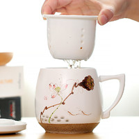 SHUSHI TEA CEREMONY 束氏茶道 350ml手绘陶瓷水杯茶具茶杯陶瓷