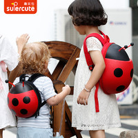 SUPER supercute幼儿园书包1-3-6岁女男孩宝宝防走失儿童背包瓢虫小书包