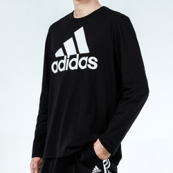 adidas阿迪达斯秋季新款logo男子针织t恤圆领长袖上衣运动休闲训练