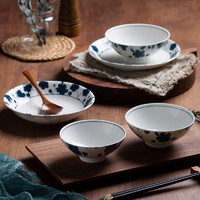 家用碗碟组合日式新骨瓷吃饭碗日式北欧简约釉下彩米饭碗盘勺餐具（5英寸饭碗）