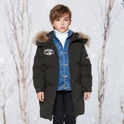 bosideng波司登儿童连帽大毛领羽绒服