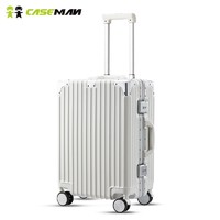Caseman 卡斯曼 caseman卡斯曼行李箱24英寸带护角铝框箱拉杆箱双密码锁万向轮旅行箱 101C  白色