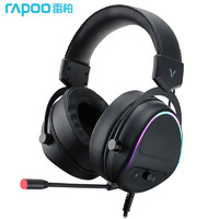 RAPOO 雷柏 VH650 游戏耳机 虚拟7.1声道 头戴式电竞耳机 电脑吃鸡耳麦 幻彩RGB背光 加厚海绵大耳罩 黑色