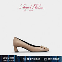 Roger Vivier 罗杰维维亚 女鞋Trompette经典方扣高跟鞋漆皮粗跟中跟单鞋婚鞋