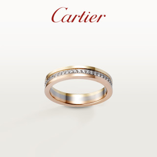 cartier卡地亚vend00melouiscartier戒指三色金镶钻结婚对戒三色金