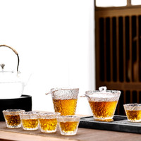 言艺 玻璃茶具套装日式家用透明茶杯简约现代小茶台耐高温泡茶器
