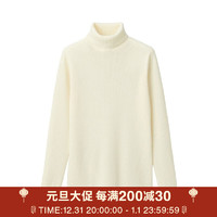 MUJI 無印良品 無印良品 MUJI 男式 羅紋編織高領毛衣 米白色 XL