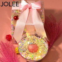 JOLEE 透明球七彩礼盒天然粉水晶苹果芙蓉石摆件送女生礼物