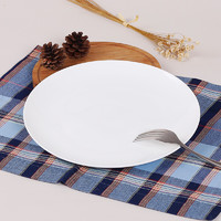 SKYTOP 斯凯绨 陶瓷盘子骨瓷餐具西餐盘大号牛排盘纯白10英寸月光形