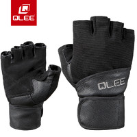 QLEE 健身手套半指护手防滑真皮器械训练哑铃护腕男女套透气薄运动手套