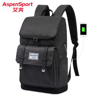 AspenSport 艾奔 学生书包男女双肩包新款男电脑包韩版耐磨时尚潮流旅行背包