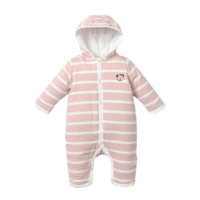 艾贝小熊 IBEY-2065 婴儿连帽连体衣 粉白条纹 59cm