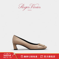 Roger Vivier 罗杰维维亚 女鞋Trompette经典方扣高跟鞋漆皮粗跟中跟单鞋婚鞋