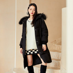 snowflying雪中飞女式时尚大毛领羽绒服2021冬休闲保暖派克收腰羽绒服