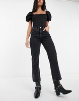 TOPSHOP Topshop Editor straight leg jeans in worn black女裤