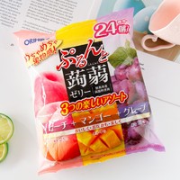 ORIHIRO 可吸蒟蒻果汁果冻 高纤水果果汁布丁 零食 蜜桃芒果紫葡萄三拼24枚/包