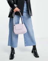 asos ASOS DESIGN curved shoulder bag with flap in lilac