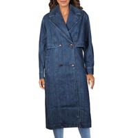 J BRAND J Brand Womens Denim Double-Breasted Trench Coat