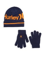 Hurley Little Kid's 2-Piece Logo Beanie & Gloves Set