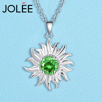 JOLEE 橄榄石项链S925银时尚简约吊坠彩色宝石项坠饰品锁骨链送女生新年礼物