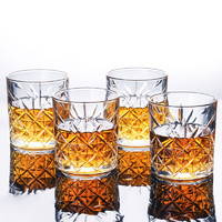 拜杰（Baijie）威士忌酒杯家用欧式水晶玻璃杯洋酒杯子创意ins风啤酒杯酒吧4个套装