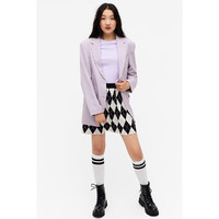 MONKI 秋季紫色垂感西装外套女修身英伦气质西服 0856164
