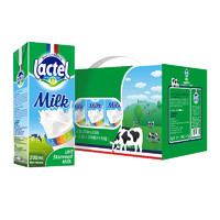 lactel 蘭特 脫脂純牛奶200ml*10禮盒裝進口0脂肪0蔗糖高鈣健身營養早餐奶